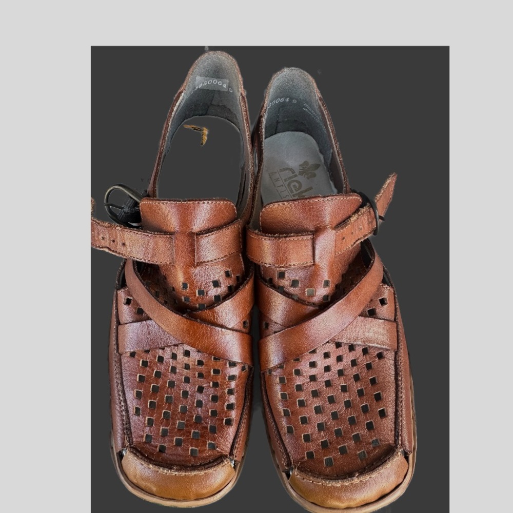 Rieker Antistress shoes brand new brown leather buckle comfort euro 37
